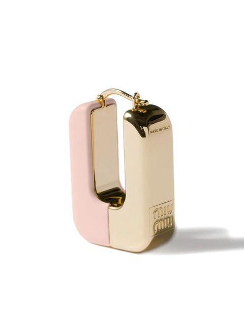 Miu Miu enamel-detail logo-lettering earrings - Gold