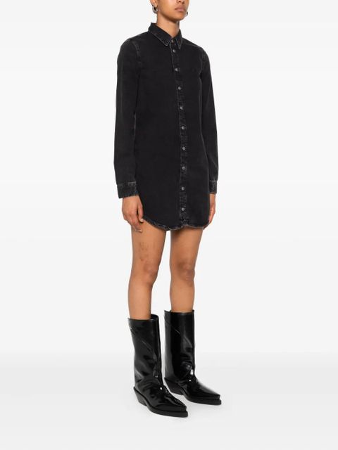 Diesel long-sleeve denim shirt mini dress - Black