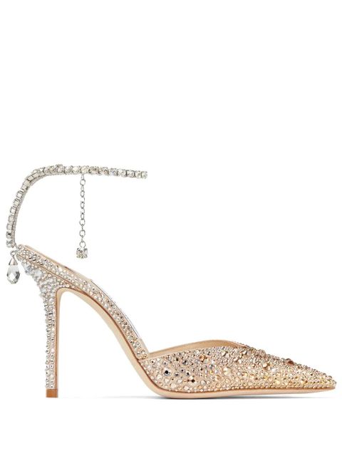 Jimmy Choo 100mm Saeda crystal-embellished pumps - Gold - zdjęcie produktu nr 1