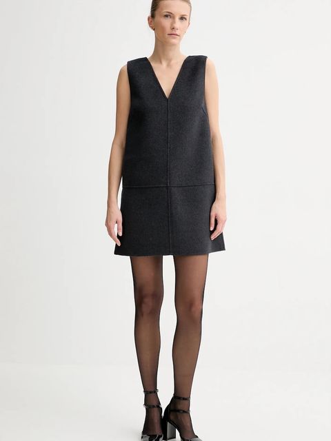 Calvin Klein sukienka z dodatkiem wełny kolor szary mini rozkloszowana LV044D017G