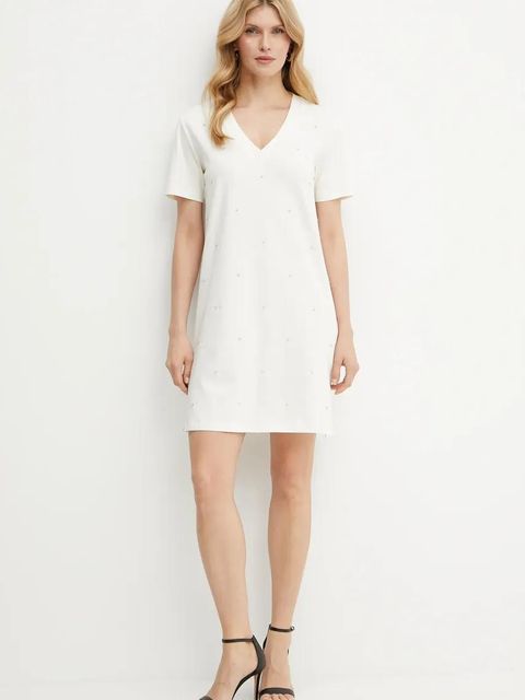 Liu Jo sukienka kolor beżowy mini prosta TA5192 JS088