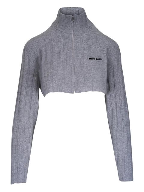 Miu Miu ribbed zip cardigan - Grey - zdjęcie produktu nr 1