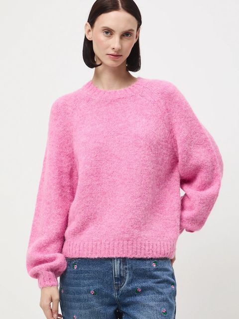 Medicine sweter z wełną alpaki kolor różowy - zdjęcie produktu nr 2