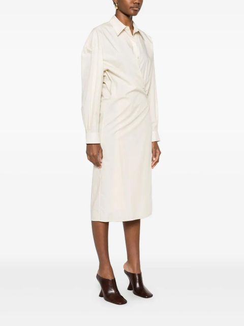 LEMAIRE straight-collar twisted midi dress - Neutrals