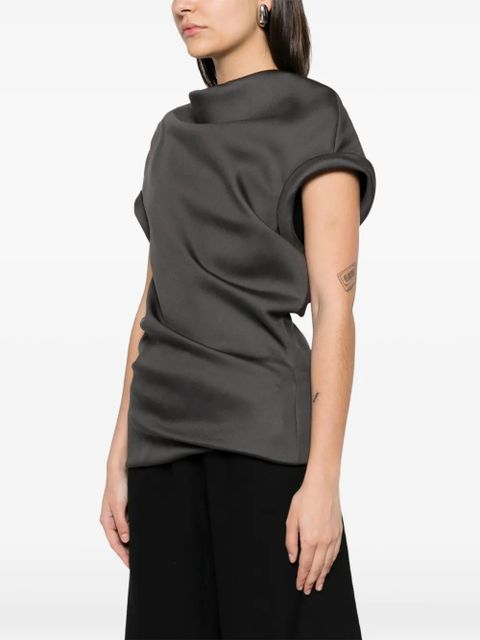 KHAITE draped high-neck blouse - Grey