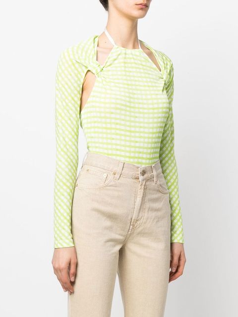 Jacquemus check-print cut-out bodysuit - Green - zdjęcie produktu nr 2