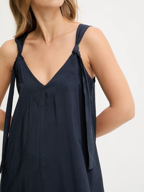 Answear.LAB sukienka kolor granatowy maxi rozkloszowana