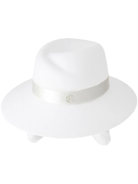 Maison Michel Virginie logo-plaque detail wool fedora - White - zdjęcie produktu nr 1