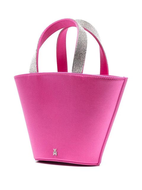 Amina Muaddi Rih satin bucket bag - Pink