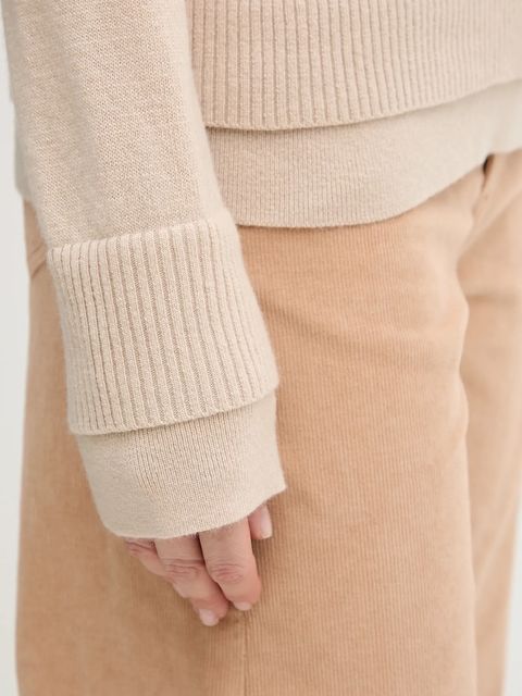 Sisley sweter z dodatkiem wełny damski kolor beżowy lekki z półgolfem 122WL202B