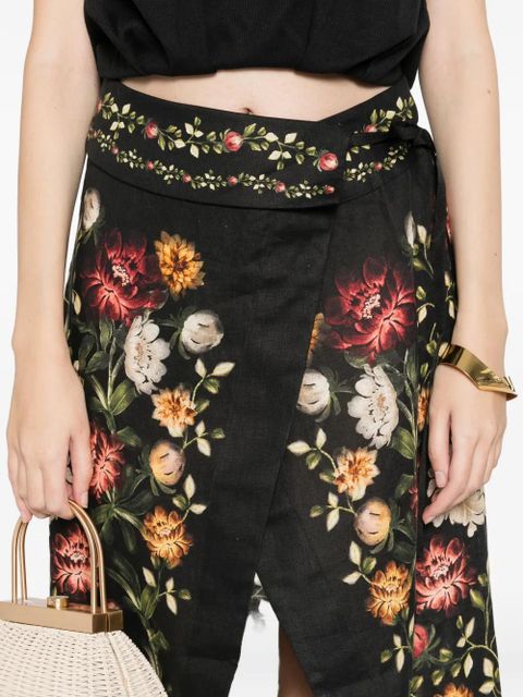 Agua By Agua Bendita Pareo Midi floral skirt - Black