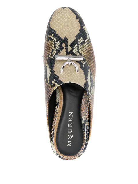 Alexander McQueen snakeskin-effect leather mules - Neutrals