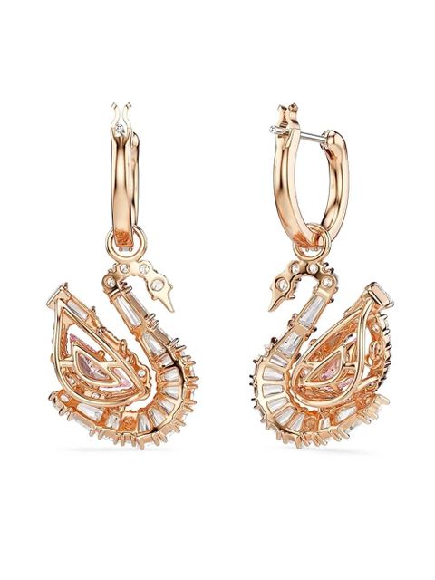 Swarovski Swan rose-gold drop hoop earrings - Pink - zdjęcie produktu nr 2