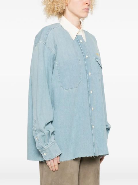Miu Miu collared pocket shirt - Blue