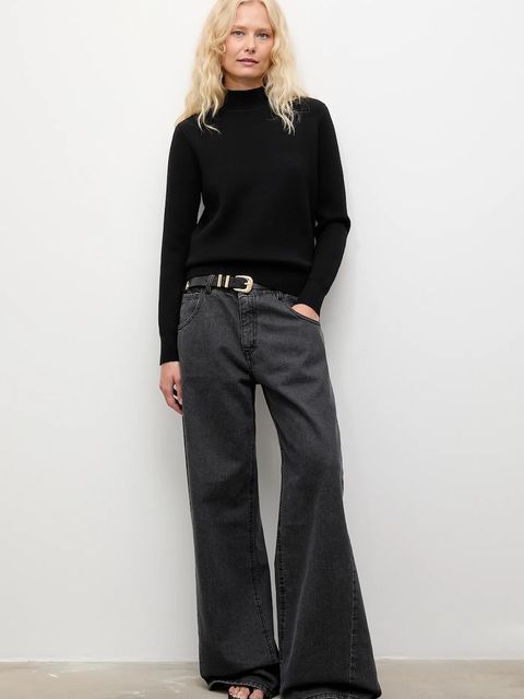 Answear.LAB sweter z kaszmirem damski kolor czarny z półgolfem