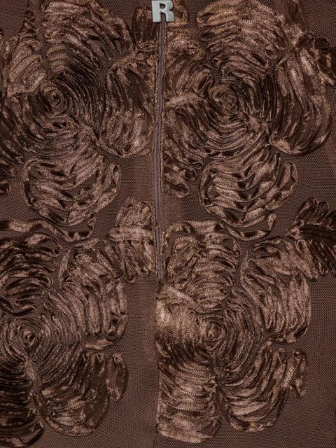 ROTATE BIRGER CHRISTENSEN rose-embellished pencil midi skirt - Brown