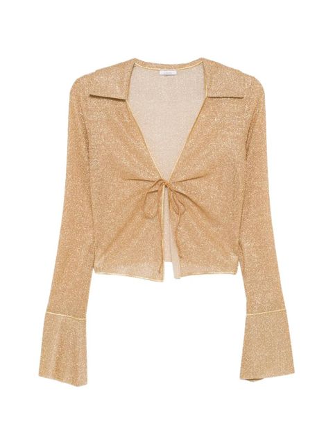 Oséree tie front flare sleeve top - Gold - zdjęcie produktu nr 1