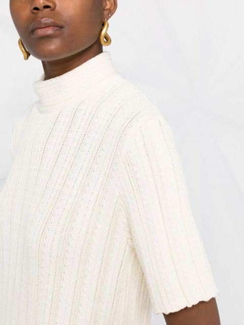 Jil Sander short-sleeve ribbed-knit dress - Neutrals
