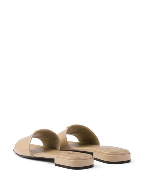 Prada Saffiano patent-leather slides - Neutrals