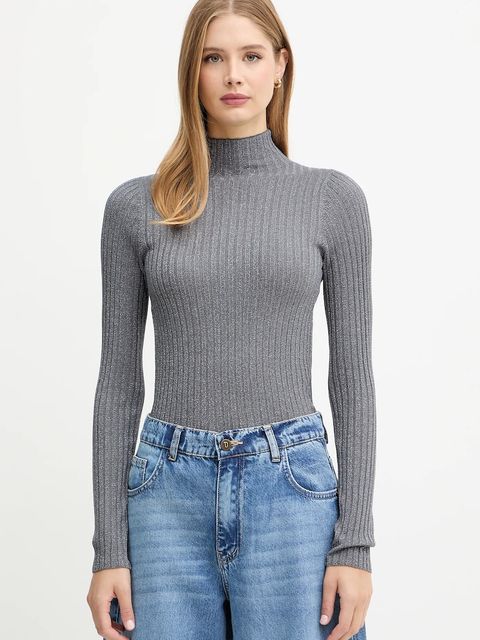 Liu Jo sweter damski kolor szary lekki z półgolfem MF5389 MS46J - zdjęcie produktu nr 1