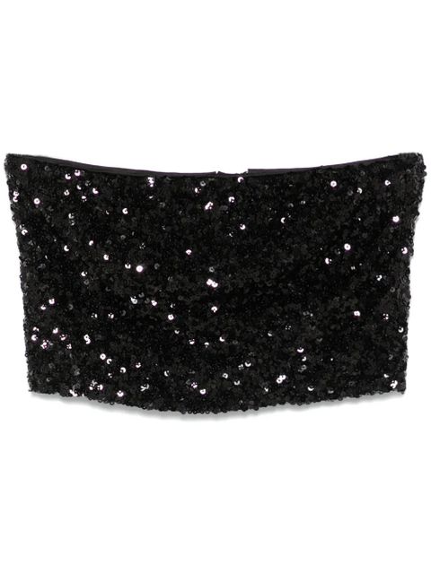 ROTATE BIRGER CHRISTENSEN sequined crop top - Black - zdjęcie produktu nr 1