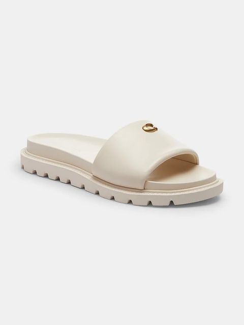 Coach klapki na płaskim obcasie damskie skórzane Brynn Leather Slide Sandal - zdjęcie produktu nr 1