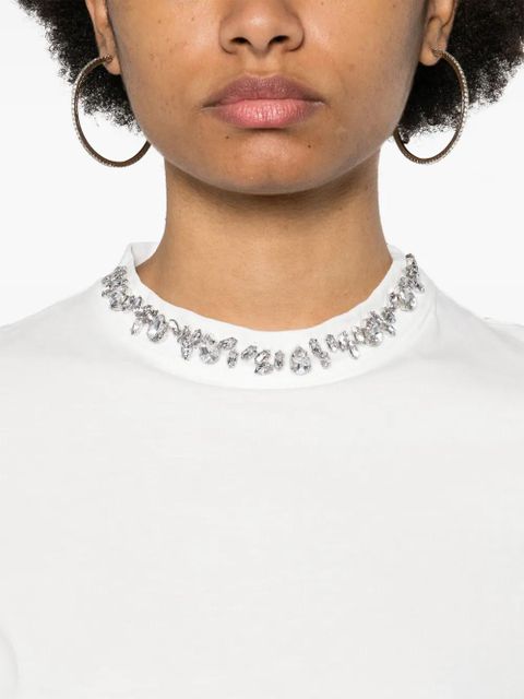 Golden Goose rhinestone-embellished cotton T-shirt - White