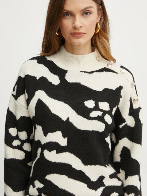 Morgan sweter MFELIX damski kolor beżowy z półgolfem MFELIX