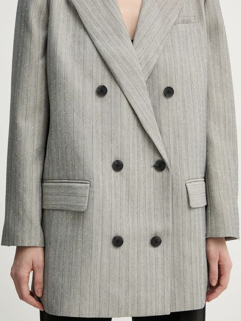 MUNTHE marynarka SAIMAI kolor szary jednorzędowa wzorzysta 244151224410