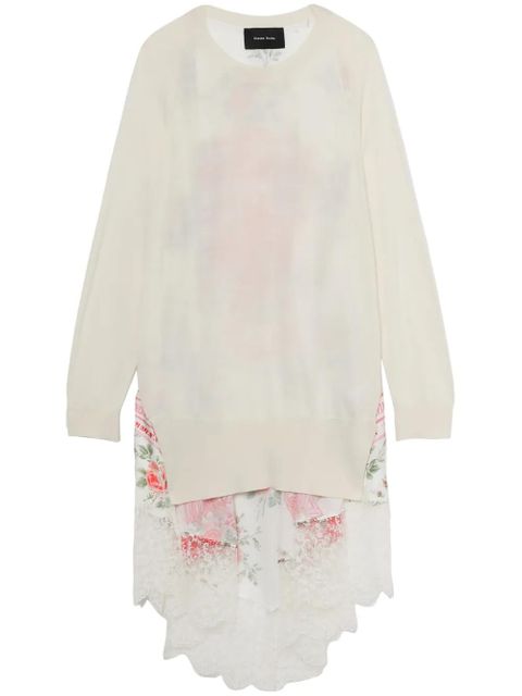 Simone Rocha panelled asymmetric lace-trim top - White - zdjęcie produktu nr 1