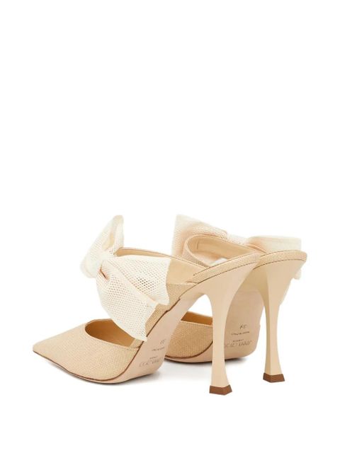 Jimmy Choo 100mm Brook bow pointed mules - Neutrals