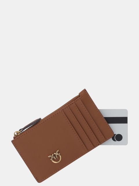 Pinko portfel skórzany damski kolor brązowy 100251 A0GK