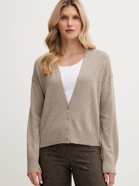 United Colors of Benetton kardigan z dodatkiem wełny damski kolor beżowy lekki 102HD6052 - zdjęcie produktu nr 1