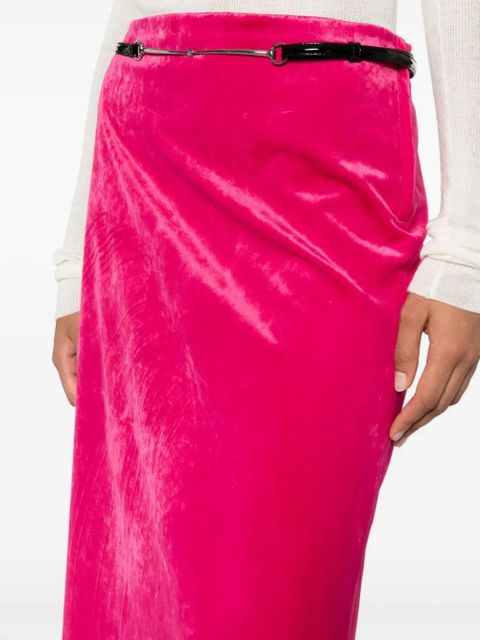 Gucci belted velvet maxi skirt - Pink