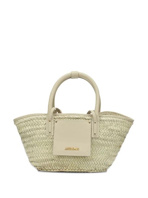 Jacquemus mini Soli woven-straw leather-trim tote bag - Neutrals - zdjęcie produktu nr 1
