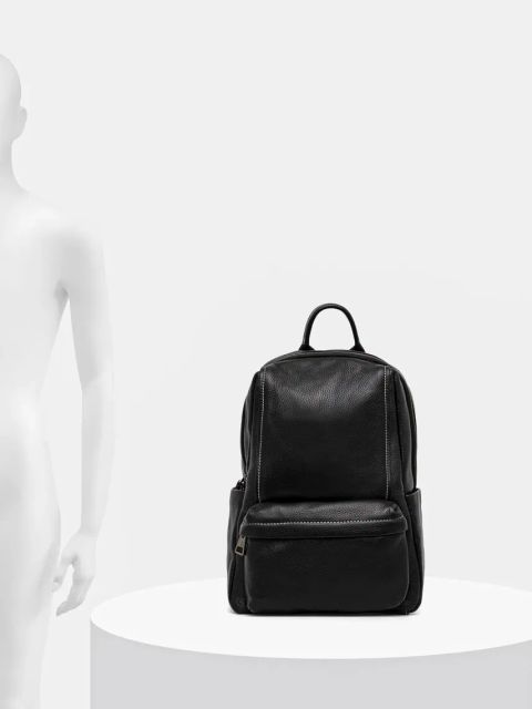 Answear.LAB plecak skórzany damski kolor czarny mały gładki