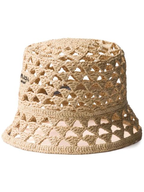 Prada crochet raffia bucket bag - Neutrals - zdjęcie produktu nr 1