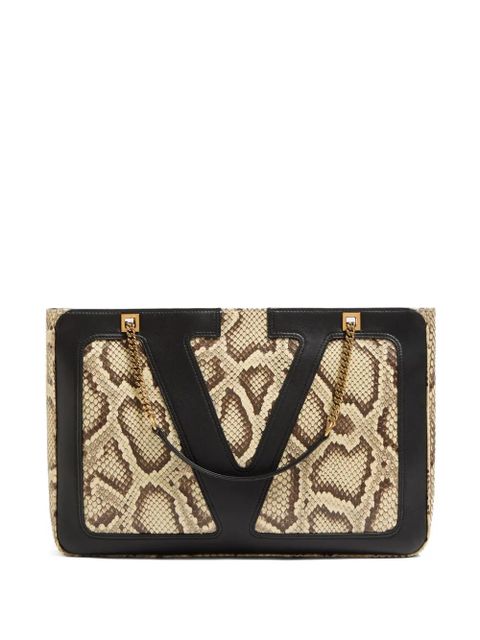 Valentino Garavani snakeskin-patterned leather tote bag - Neutrals - zdjęcie produktu nr 1