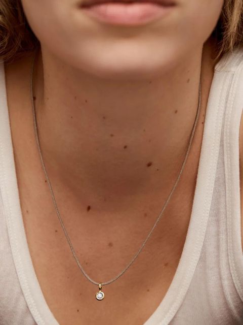 Monica Vinader 18K gold-vermeil solitaire-diamond cord necklace - zdjęcie produktu nr 2