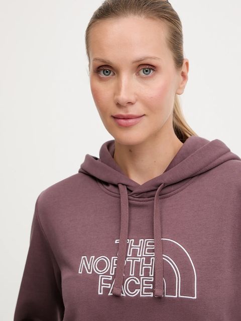 The North Face bluza Drew Peak Light damska kolor fioletowy z kapturem wzorzysta NF0A8C1DFAI1