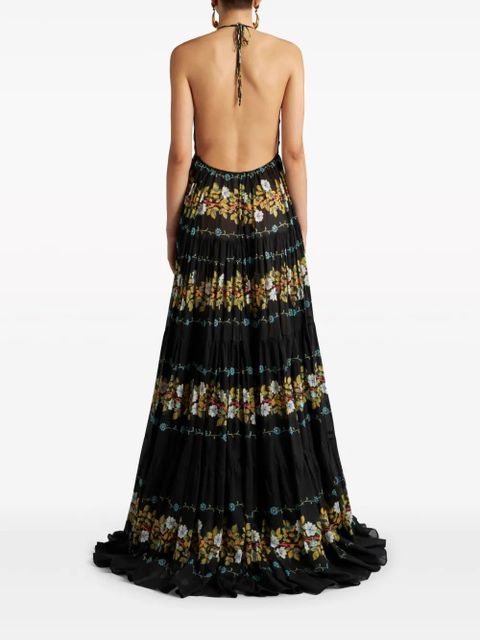 ETRO open back floral cotton maxi dress - Black