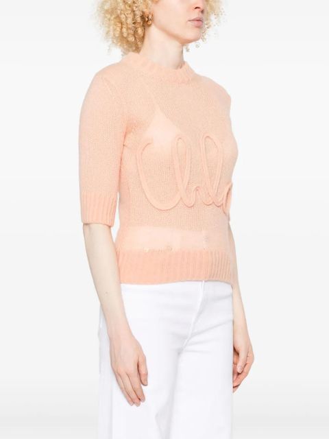 Chloé embroidered-logo sweater - Orange