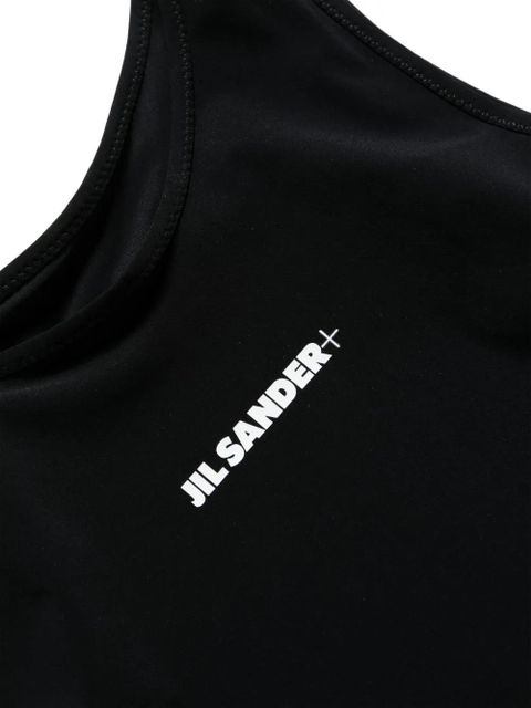 Jil Sander + logo-print swimsuit - Black