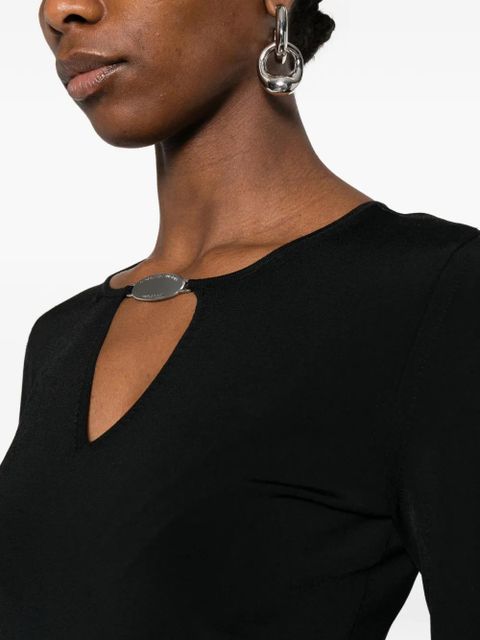 Alexander Wang logo-plaque V-neck sweater - Black