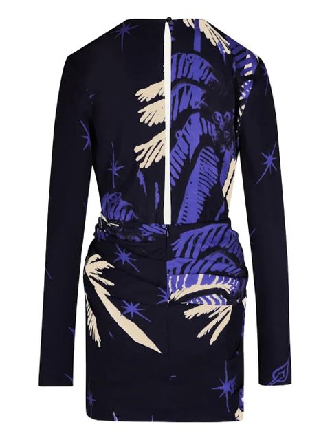 Johanna Ortiz Gangaway long-sleeve printed mini dress - Blue