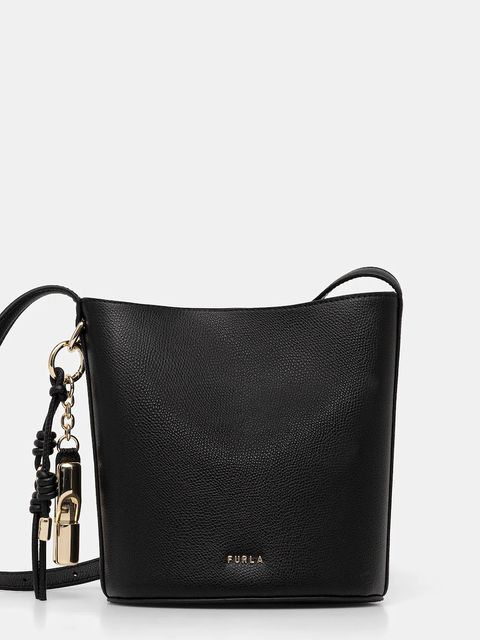 Furla torebka skórzana kolor czarny WE00859 ARE000 O6000 - zdjęcie produktu nr 1