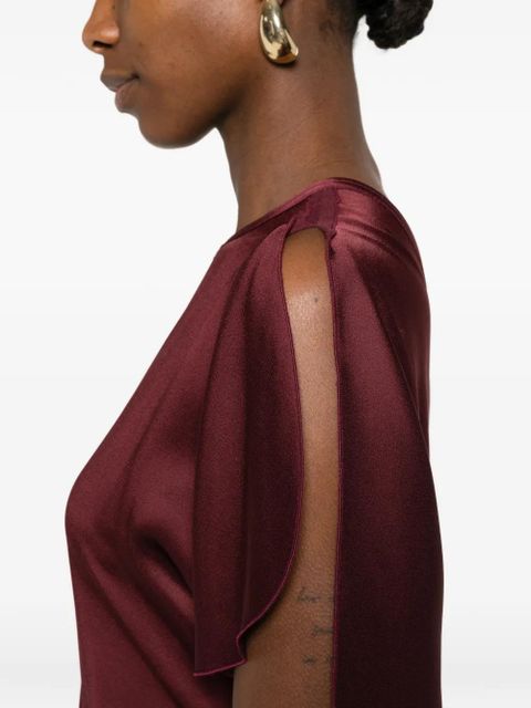 Victoria Beckham ruched short sleeve dress - Red