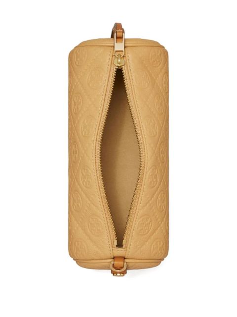 Tory Burch monogram pebble cylinder cross body bag - Brown