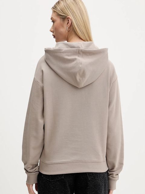HUGO bluza bawełniana damska kolor beżowy z kapturem z aplikacją 50522423