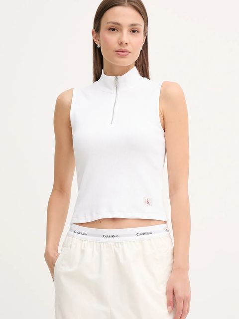 Calvin Klein Jeans top kolor biały z półgolfem LV047C909G - zdjęcie produktu nr 1